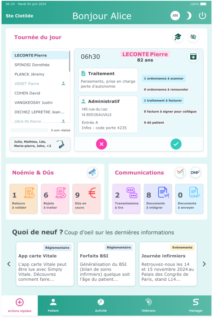 Interface du logiciel Simply Vitale