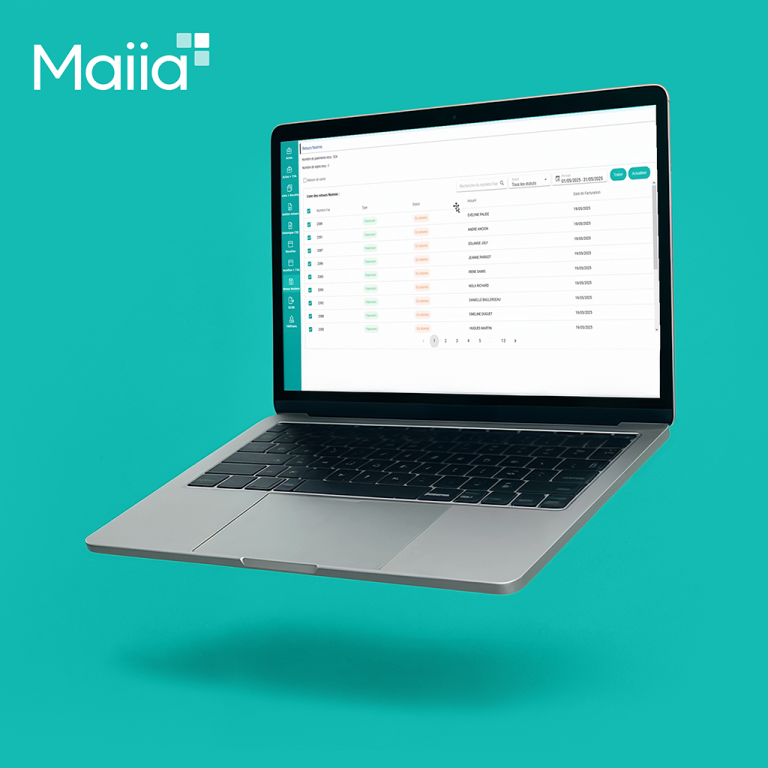 Interface logiciel de gestion Maiia