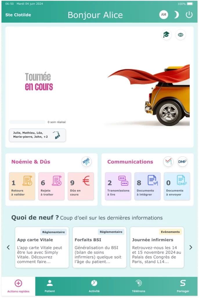 Interface du logiciel Simply Vitale