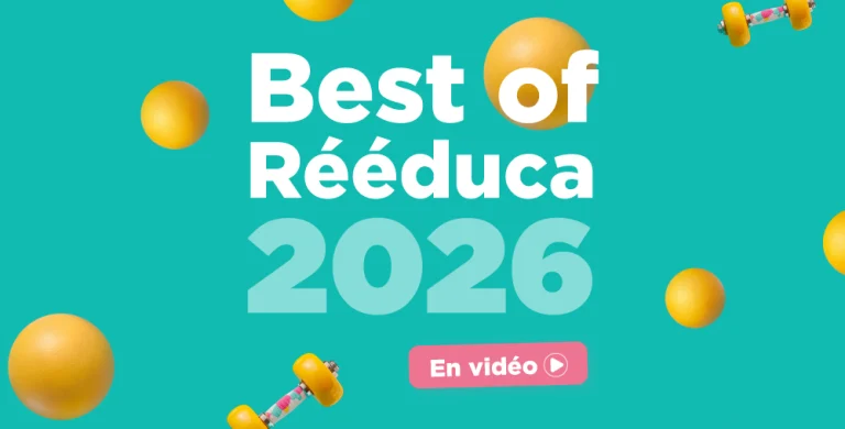 Visuel aux couleurs de Maiia, fond vert et ballons jaunes avec le texte : Best of Rééduca 2026