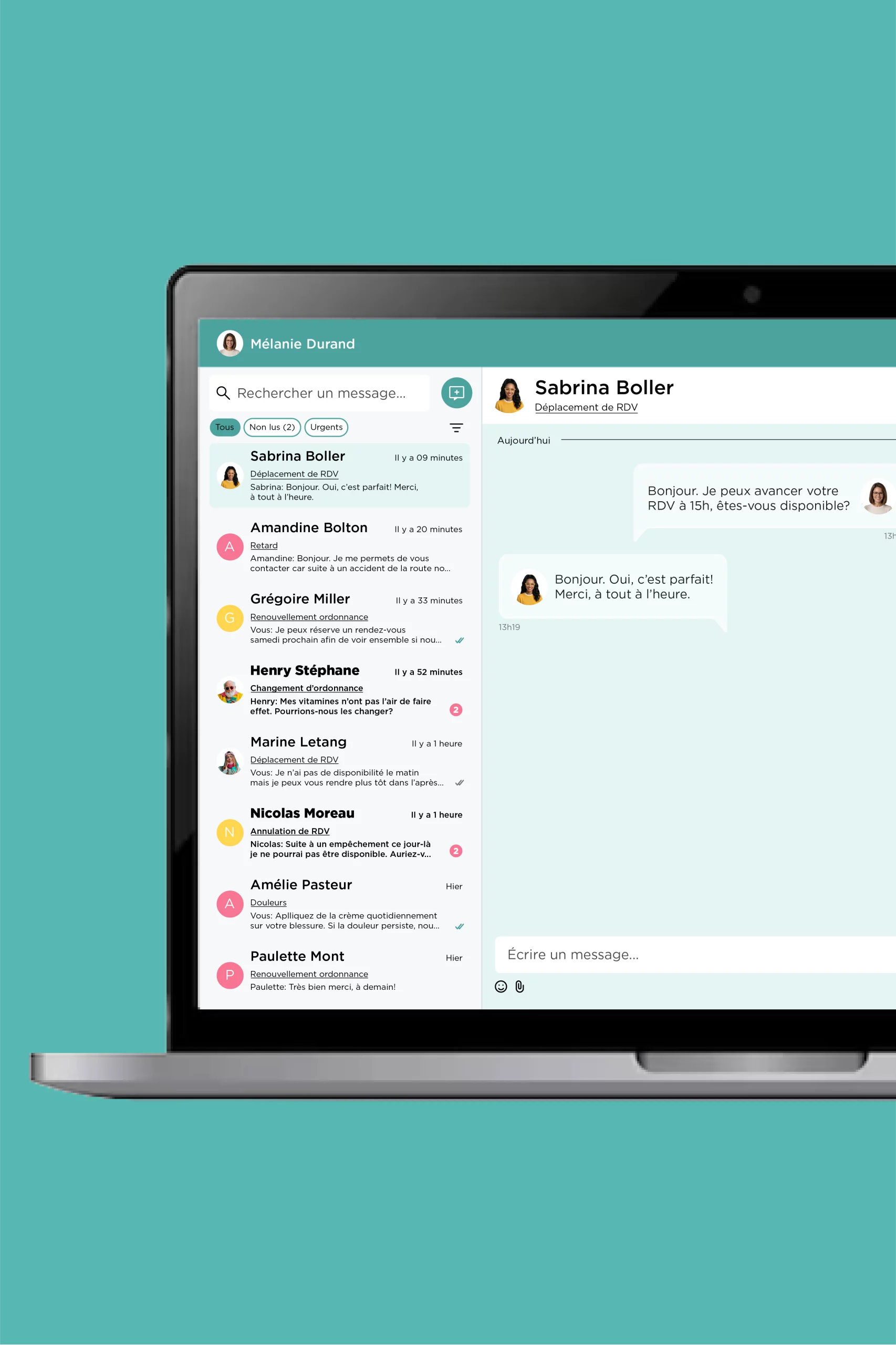 interface messagerie patients maiia